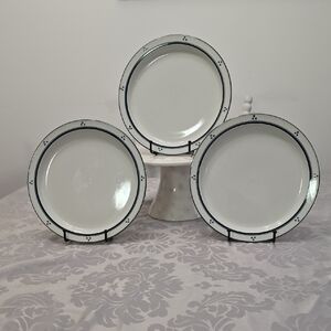 DANSK Bistro Fredriksborg Blue White Set Of 3 Dinner Plates 10" Japan